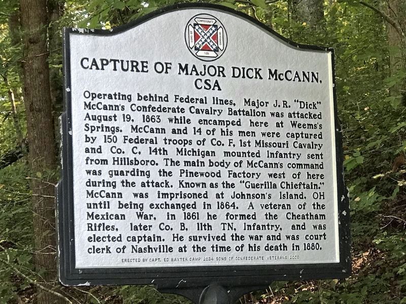 Capture of Major Dick McCann, CSA Marker (side 2). Click for full size. Capture of Major Dick McCann, CSA Marker (side 2) image. Click for full size.