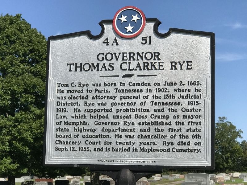 Governor Thomas Clarke Rye Marker image. Click for full size.