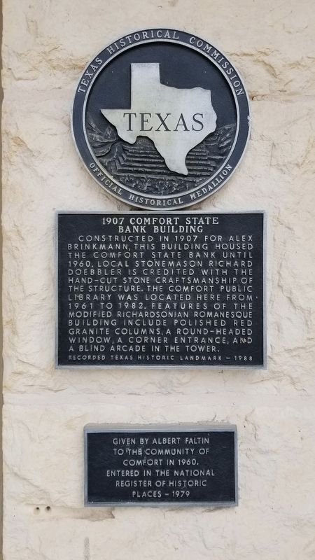 1907 Comfort State Bank Building Marker image. Click for full size.