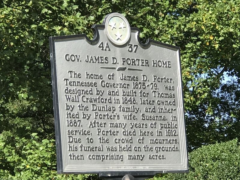 Gov. James D. Porter Home Marker image. Click for full size.