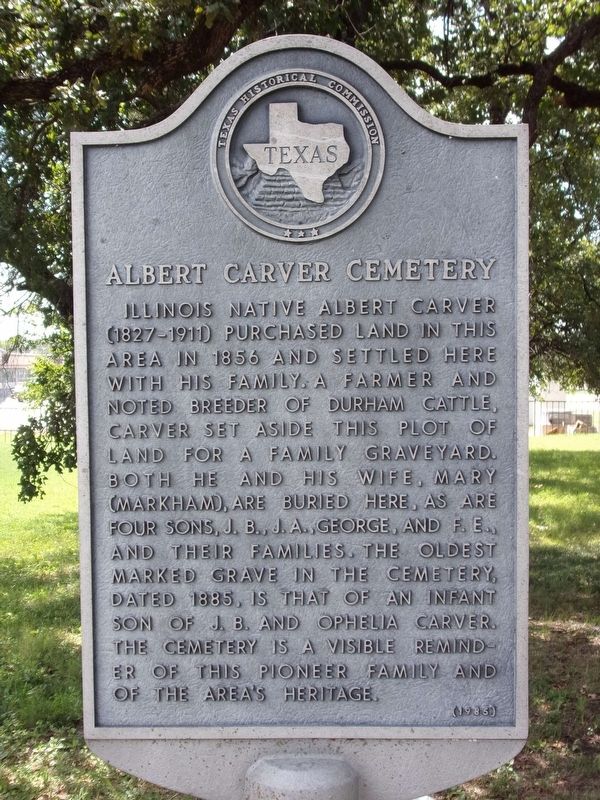 Albert Carver Cemetery Marker. Click for full size. Albert Carver Cemetery Marker image. Click for full size.