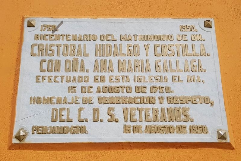 Marriage of Miguel Hidalgo's Parents Marker image. Click for full size.