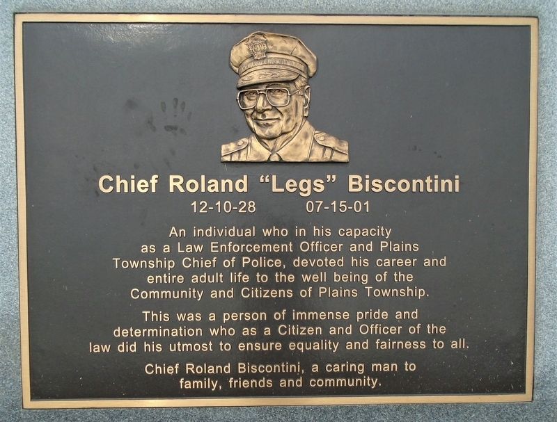 Chief Roland "Legs" Biscontini Marker. Click for full size. Chief Roland "Legs" Biscontini Marker image. Click for full size.