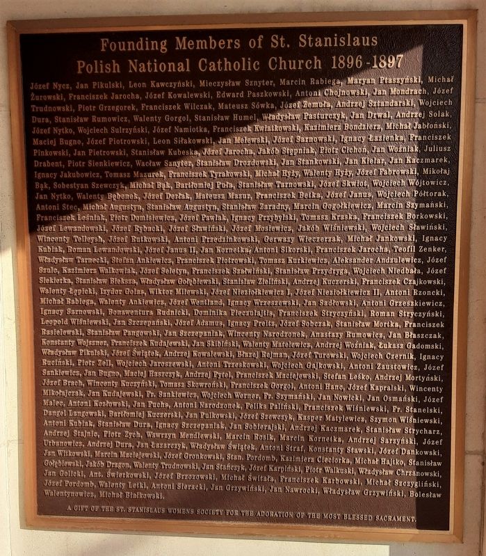 Founding Members of St. Stanislaus Polish National Catholic Church Marker image. Click for full size.
