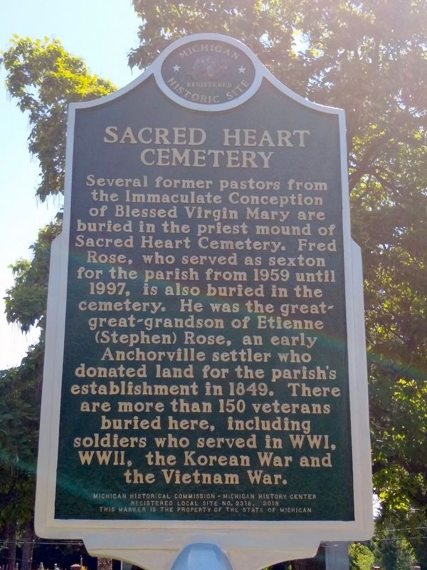 Sacred Heart Cemetery Marker. Click for full size. Sacred Heart Cemetery Marker image. Click for full size.