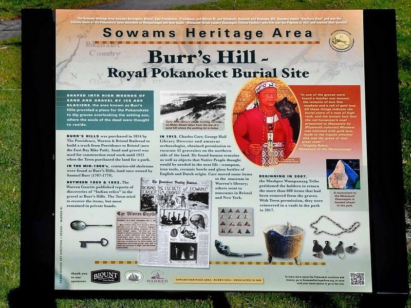 Burr's Hill - Royal Pokanoket Burial Site Marker image. Click for full size.