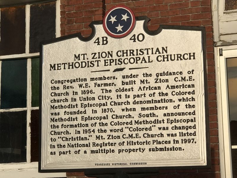 Mt. Zion Christian Methodist Episcopal Church Marker image. Click for full size.