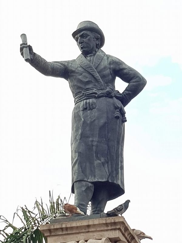 Miguel Hidalgo statue in P�njamo image. Click for full size.
