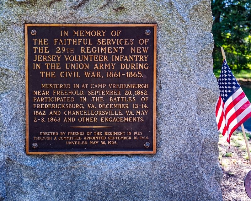 29th Regiment New Jersey Volunteer Infantry Civil War Memorial image. Click for full size.