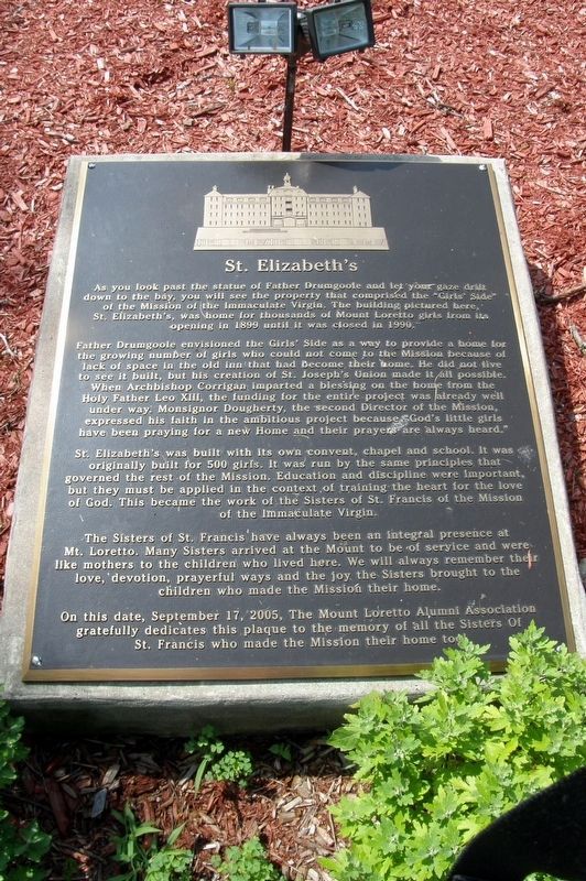 St. Elizabeth’s plaque. Click for full size. St. Elizabeth’s plaque image. Click for full size.