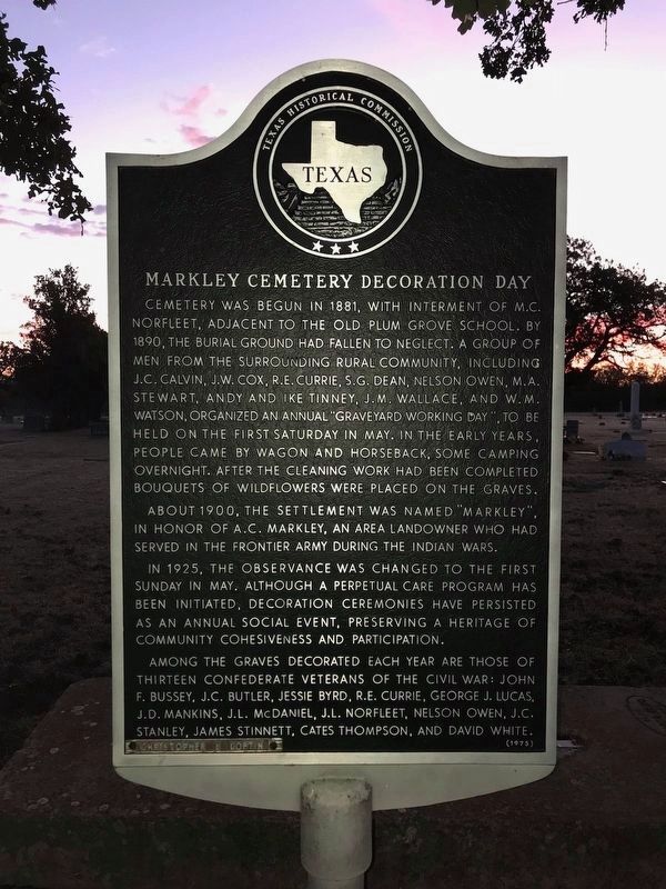 Markley Cemetery Decoration Day Marker image. Click for full size.