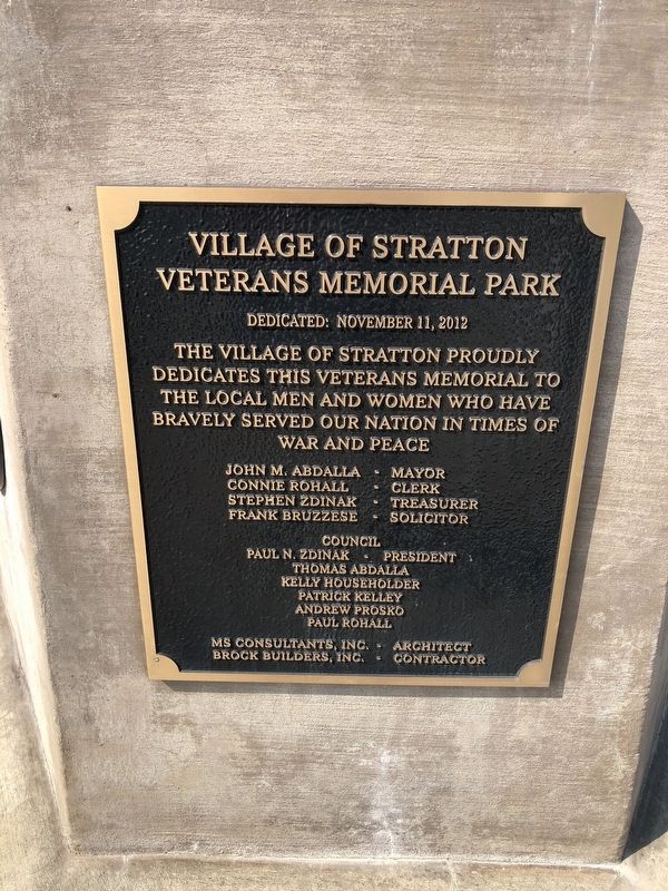 Village of Stratton Veterans Memorial Park Marker image. Click for full size.