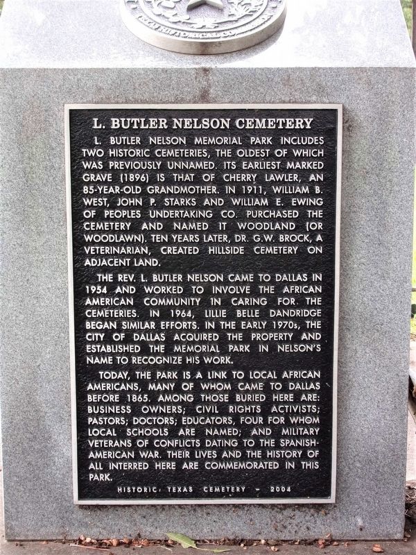 L. Butler Nelson Cemetery Marker image. Click for full size.