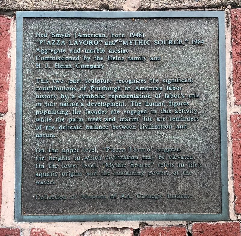 "Piazza Lavoro" and "Mythic Source," 1984 Marker. Click for full size. "Piazza Lavoro" and "Mythic Source," 1984 Marker image. Click for full size.