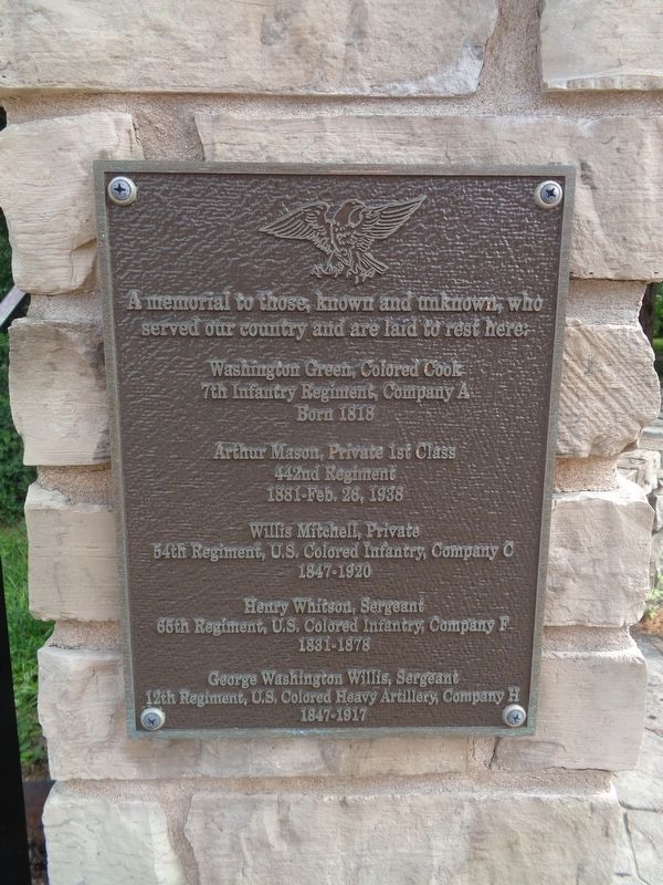 Veteran's Memorial plaque image. Click for full size.