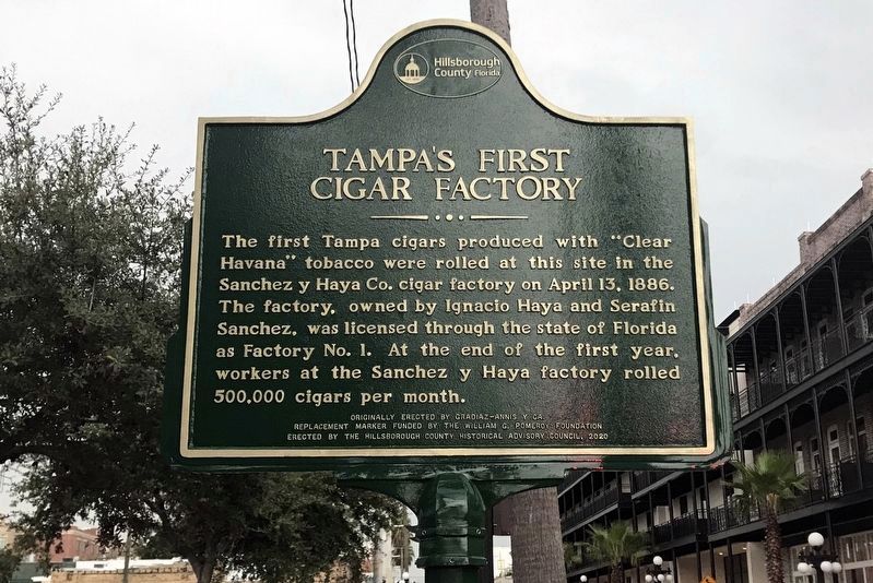 Tampa's First Cigar Factory Marker image. Click for full size.