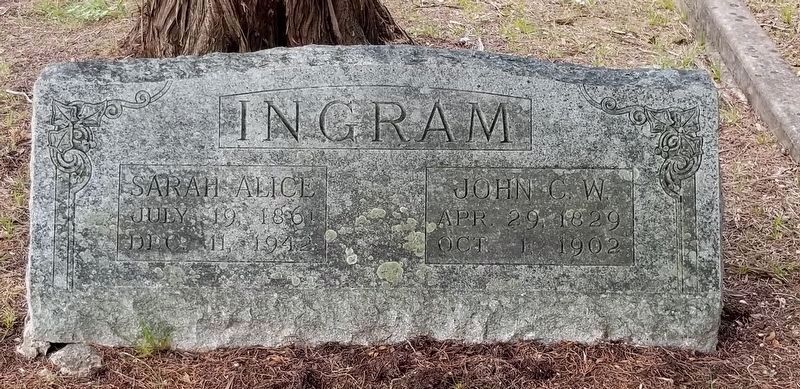 Gravestone of John Ingram and wife Sarah Alice. Click for full size. Gravestone of John Ingram and wife Sarah Alice image. Click for full size.