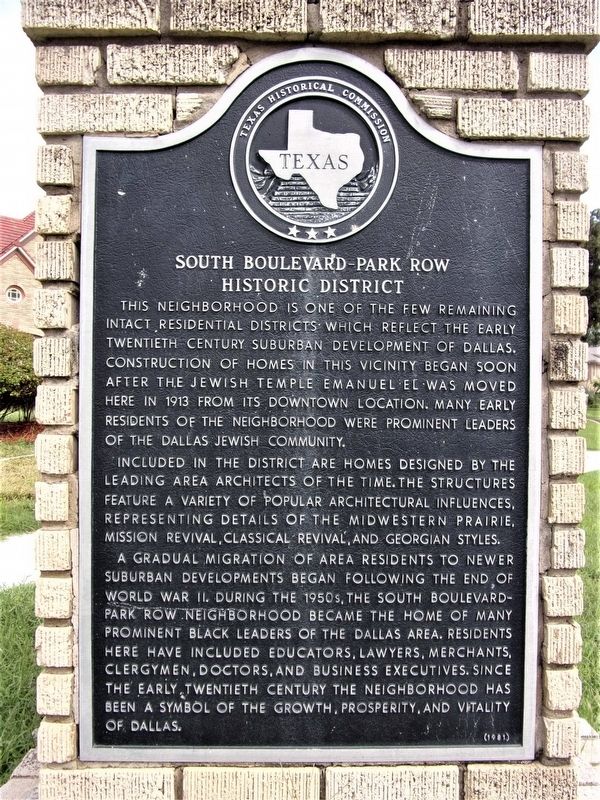 South Boulevard-Park Row Historic District Marker image. Click for full size.