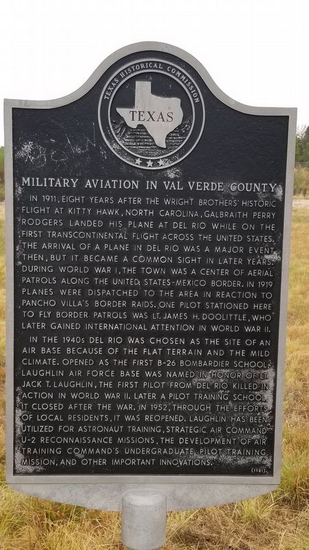 Military Aviation in Val Verde County Marker image. Click for full size.