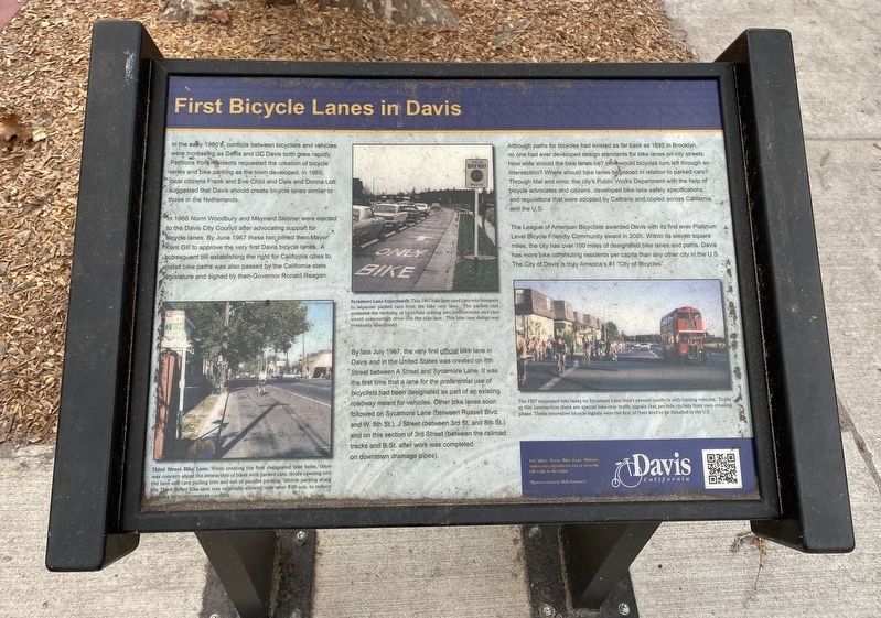 First Bicycle Lanes in Davis Marker image. Click for full size.