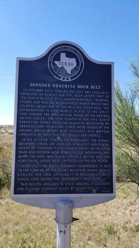 Denuded Ouachita Rock Belt Marker. Click for full size. Denuded Ouachita Rock Belt Marker image. Click for full size.