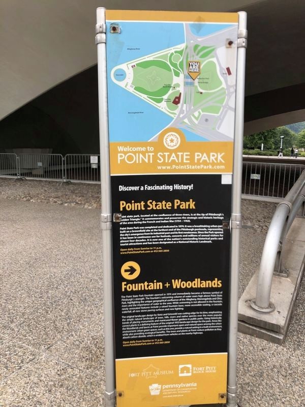 Welcome to Point State Park Marker. Click for full size. Welcome to Point State Park Marker image. Click for full size.