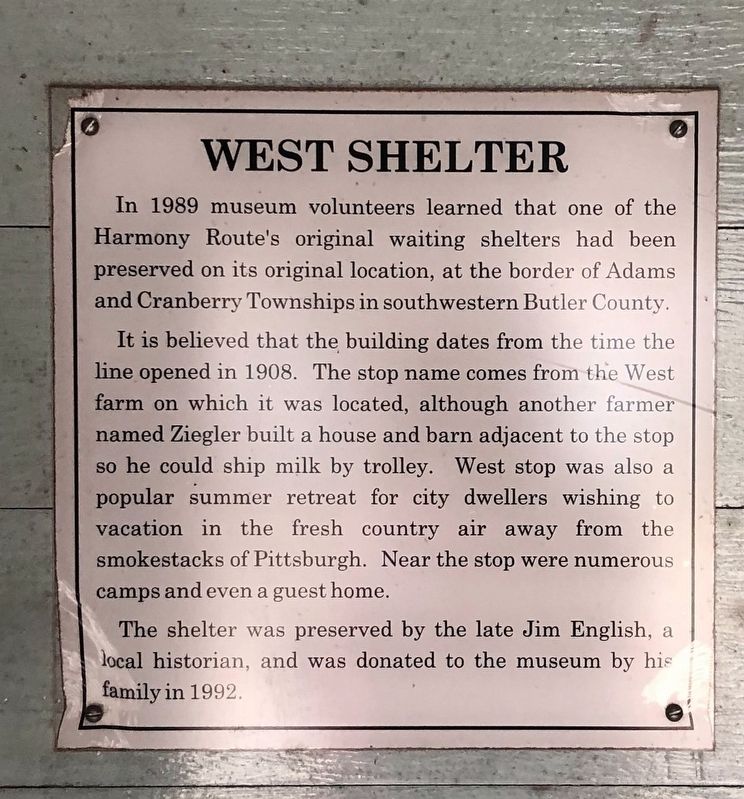 West Shelter Marker image. Click for full size.