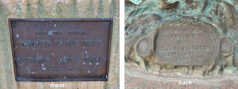 Spirit of the Prairie Statue plaques image. Click for full size.