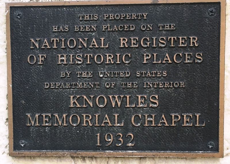 Knowles Memorial Chapel Marker image. Click for full size.