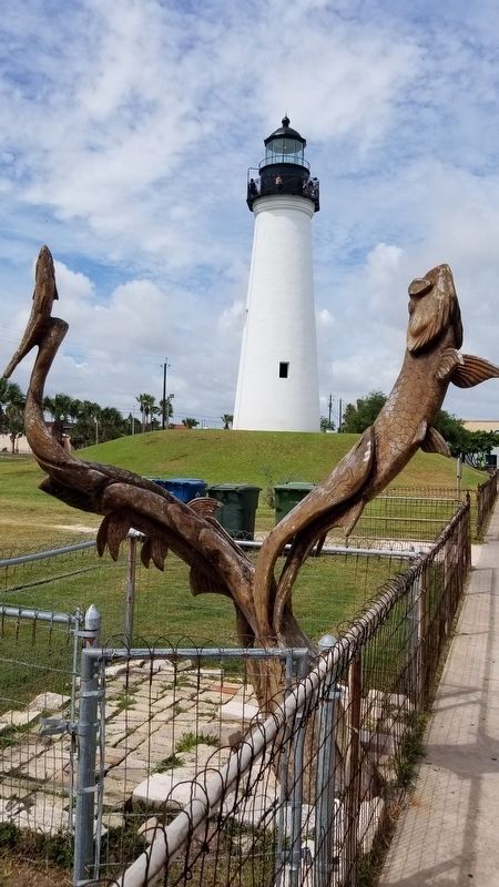 Port Isabel Lighthouse, Fish Artwork and the marker image. Click for full size.