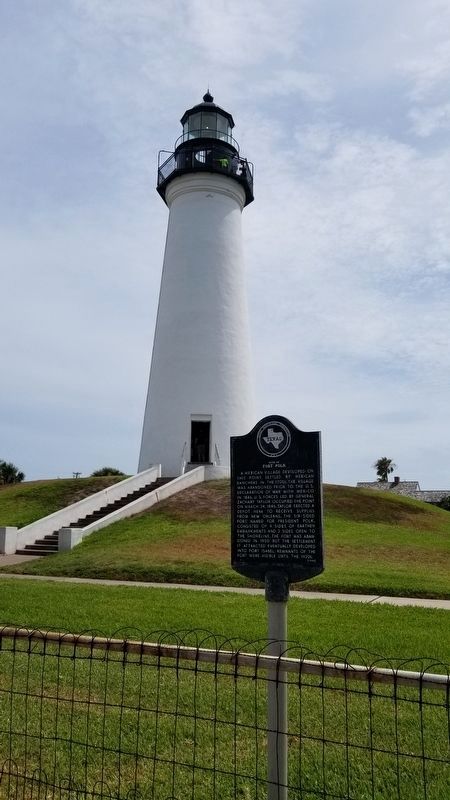 The site of the Fort Polk Marker with the Port Isabel Lighthouse in the background image. Click for full size.