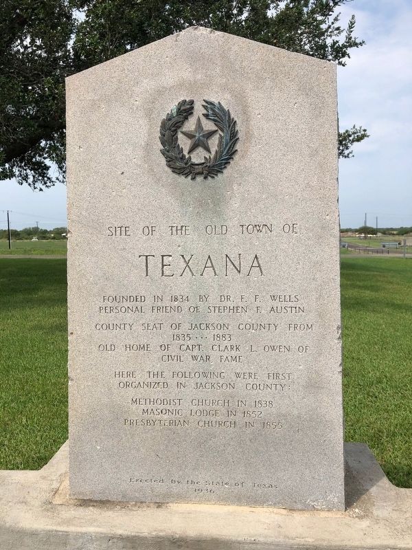 Site of the Old Town of Texana Marker. Click for full size. Site of the Old Town of Texana Marker image. Click for full size.