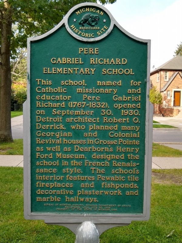 Pere Gabriel Richard Elementary School Marker image. Click for full size.