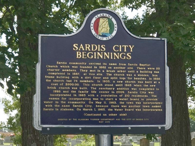 Sardis City Beginnings Marker (Front) image. Click for full size.