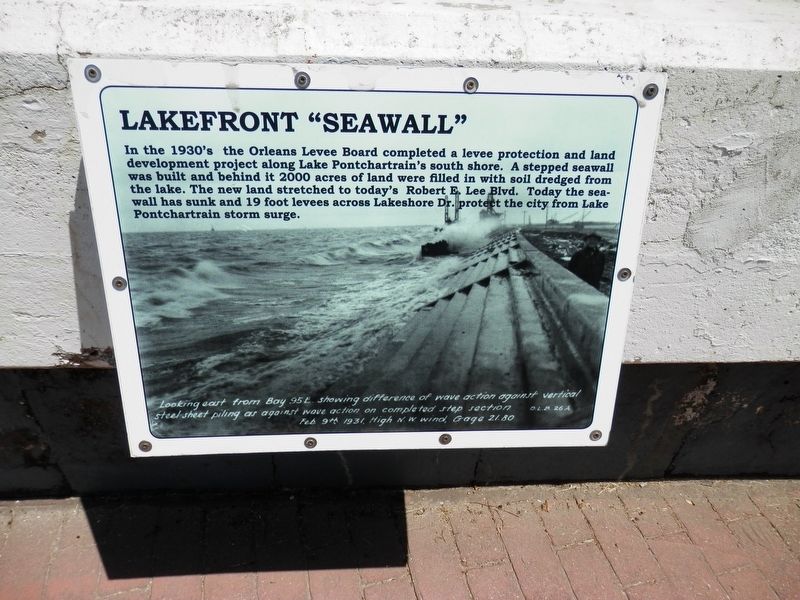 Lakefront "Seawall" Marker. Click for full size. Lakefront "Seawall" Marker image. Click for full size.