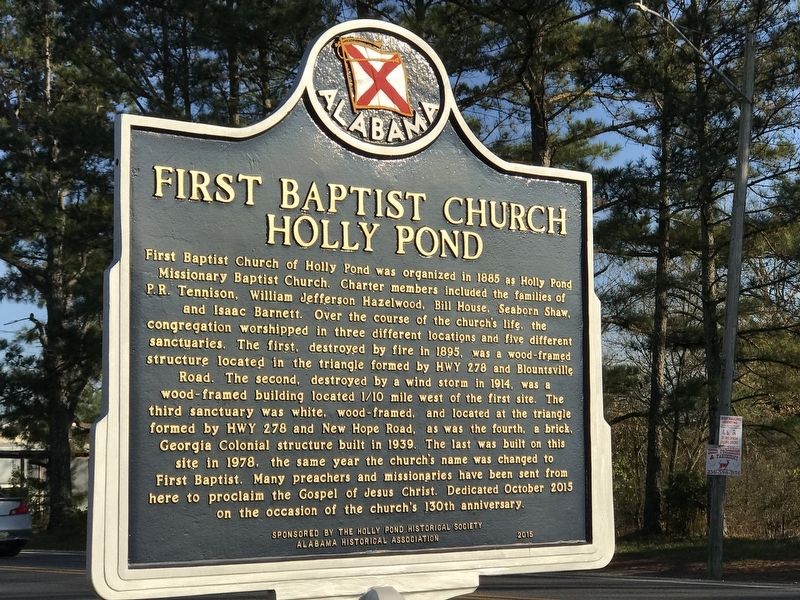 First Baptist Church Holly Pond Marker. Click for full size. First Baptist Church Holly Pond Marker image. Click for full size.