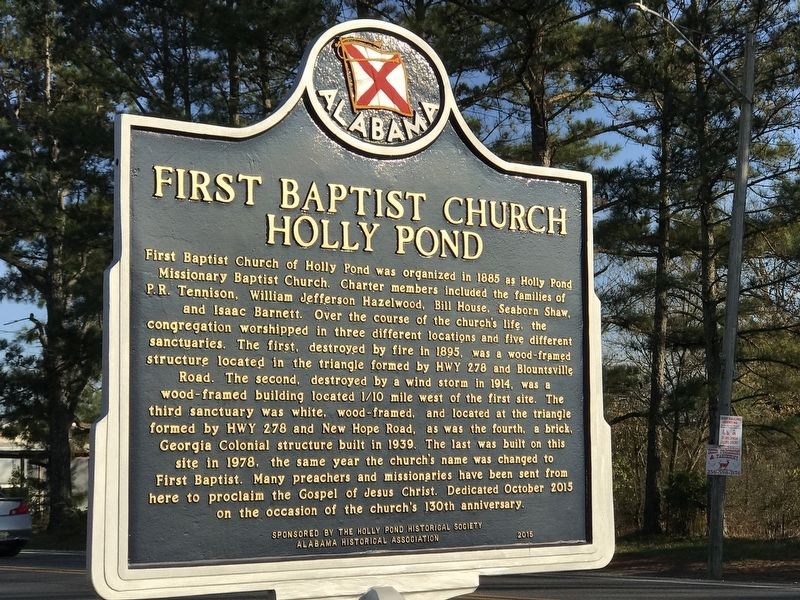 First Baptist Church Holly Pond Marker image. Click for full size.