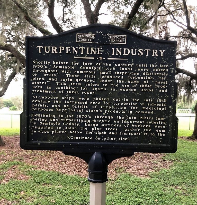 Turpentine Industry Marker (Side 1) image. Click for full size.