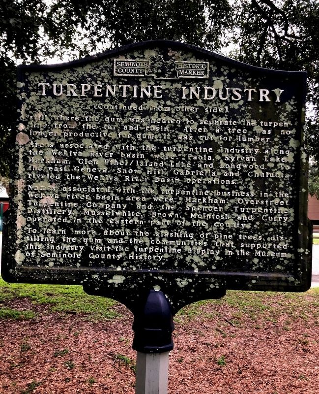 Turpentine Industry Marker(Side 2). Click for full size. Turpentine Industry Marker(Side 2) image. Click for full size.