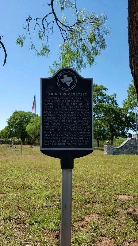 The Old Nixon Cemetery marker and the front area of the cemetery image. Click for full size.