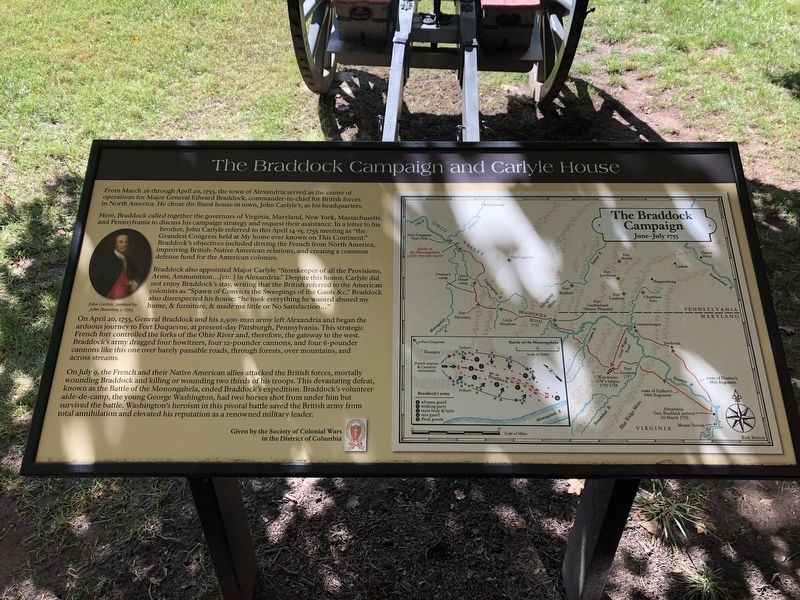 The Braddock Campaign and Carlyle House Marker image. Click for full size.