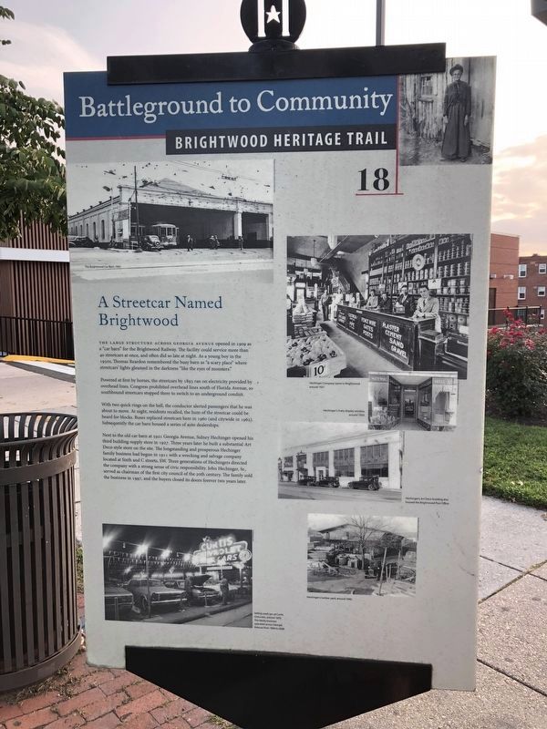 A Streetcar Named Brightwood Marker image. Click for full size.