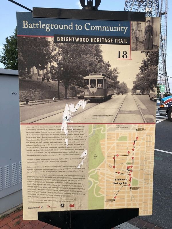 A Streetcar Named Brightwood Marker. Click for full size. A Streetcar Named Brightwood Marker image. Click for full size.