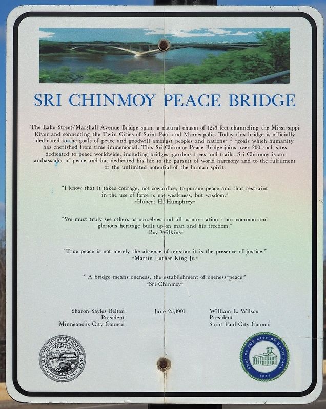 Sri Chinmoy Peace Bridge marker image. Click for full size.