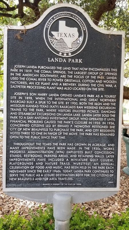 Landa Park Marker image. Click for full size.