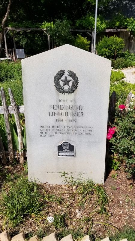 Home of Ferdinand Lindheimer Marker image. Click for full size.
