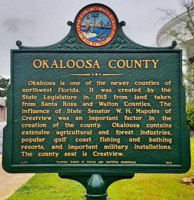 Okaloosa County Marker at new Courthouse image. Click for full size.