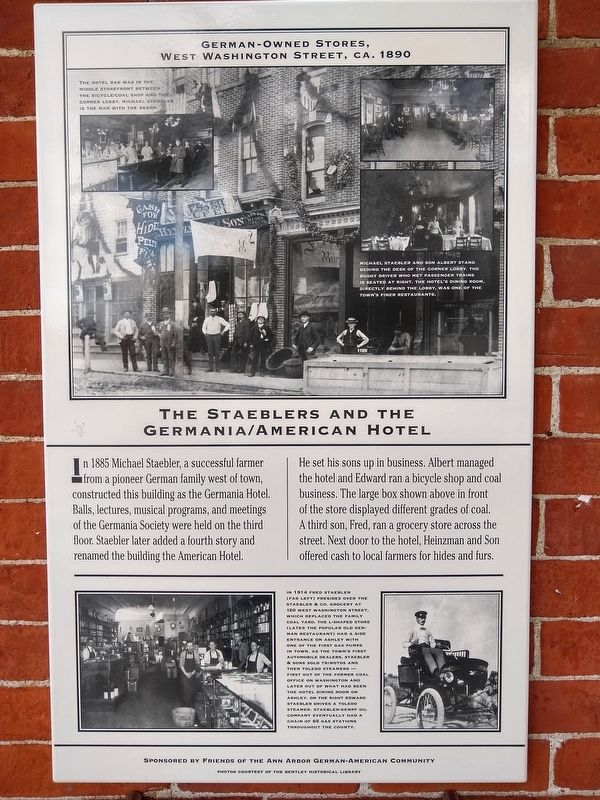 The Staeblers and the Germania/American Hotel Marker. Click for full size. The Staeblers and the Germania/American Hotel Marker image. Click for full size.