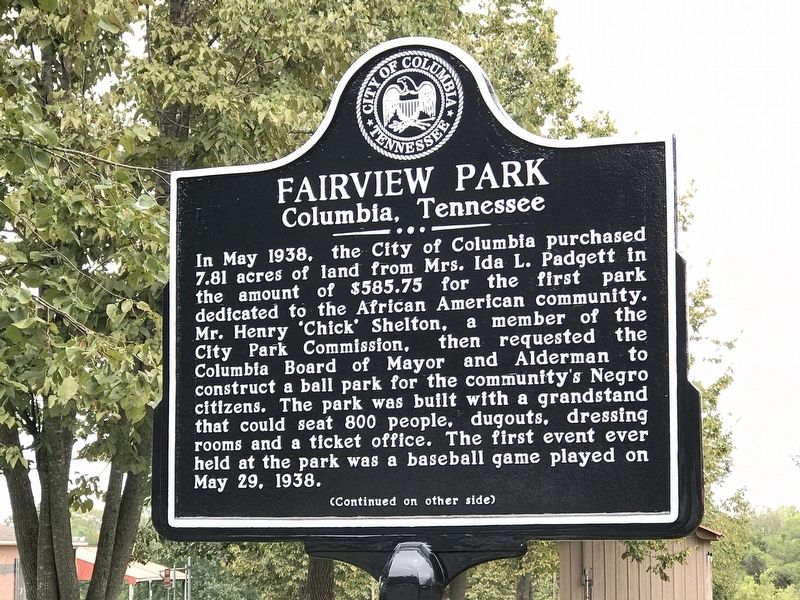 Fairview Park Marker (Front) image. Click for full size.