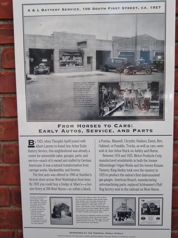 From Horses to Cars: Early Autos, Service and Parts Marker. Click for full size. From Horses to Cars: Early Autos, Service and Parts Marker image. Click for full size.
